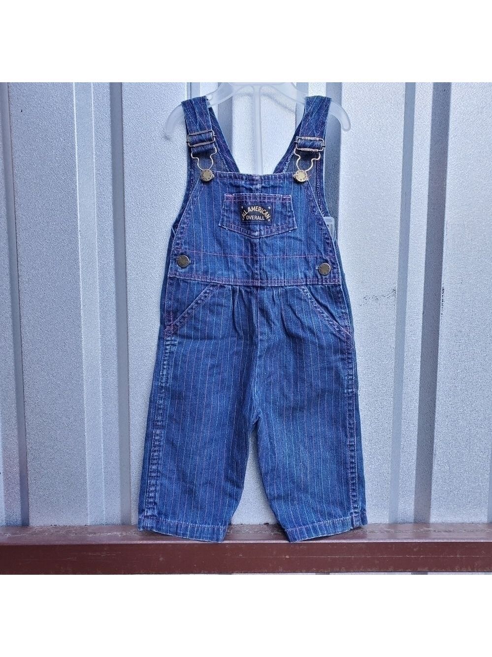 Vintage 18m Health-tex All American Overall blue denim pink stitching pleats